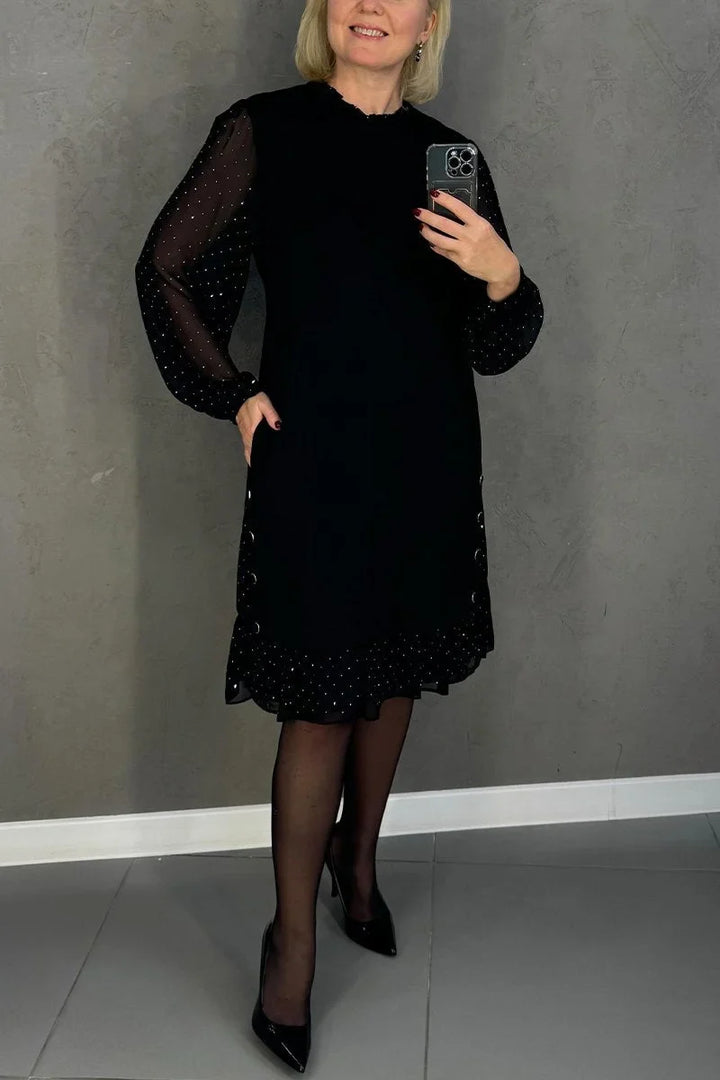 Nikka | Damen Kleid mit Rundhalsausschnitt und fester Farbe