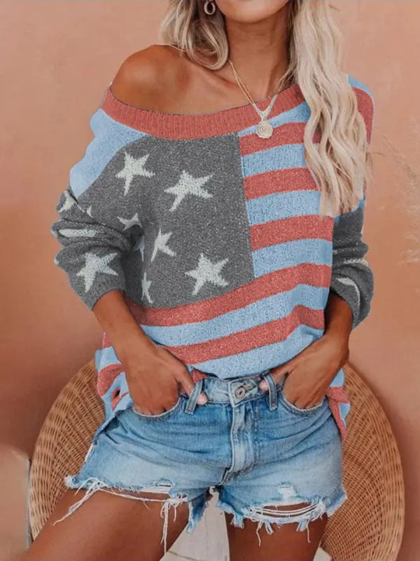 Aoey | Schickes Sweatshirt mit amerikanischer Flagge