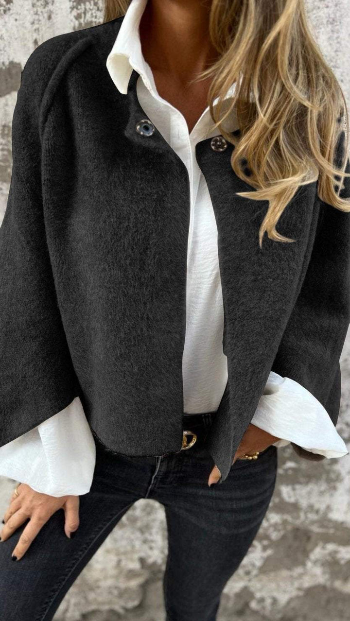 BEA™ | Damen Wollmantel mit Rundhalsausschnitt und langen Ärmeln