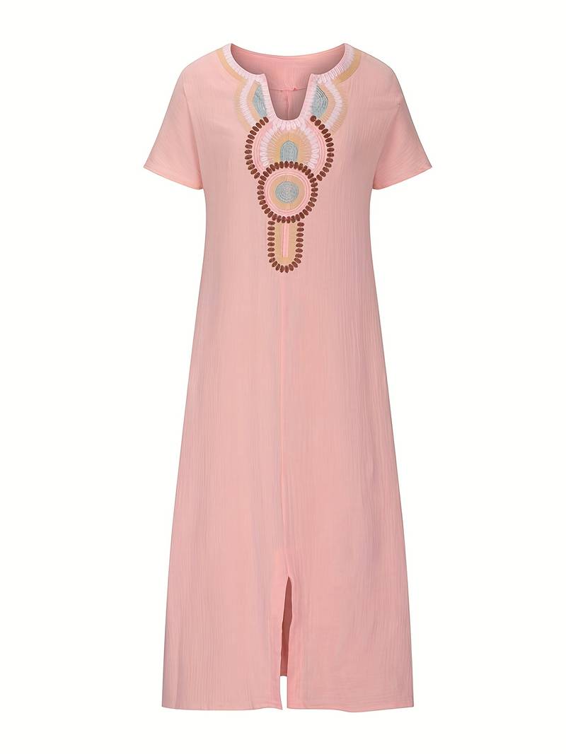 Addilyn | Boho-Maxikleid mit Schlitz und Ausschnitt