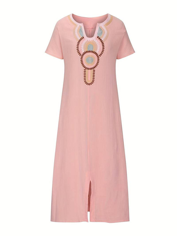 Addilyn | Boho-Maxikleid mit Schlitz und Ausschnitt