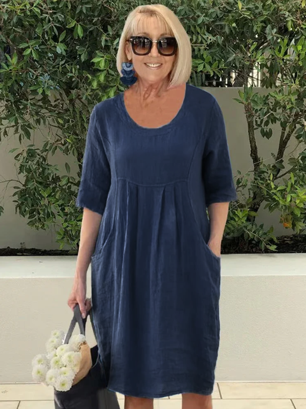Stella | Lässiges Plisseekleid mit Taschen