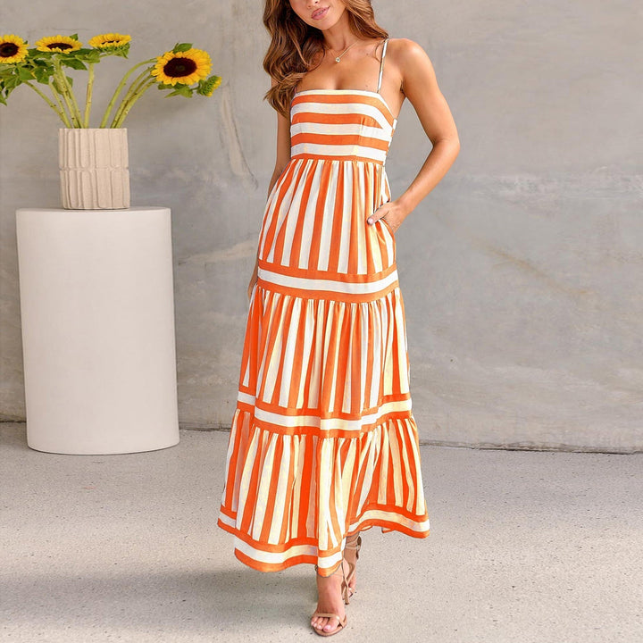 Marites | Gestreiftes Maxikleid mit Trägern
