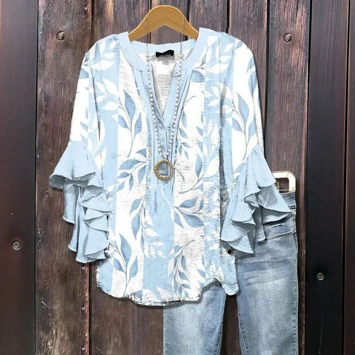 Mahalia | Vintage Blumen Rüschensleeve Bluse