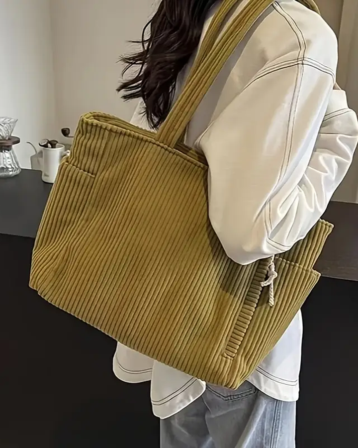 Sibylla | Gerippte Tote Bag mit Kordelzug-Detail