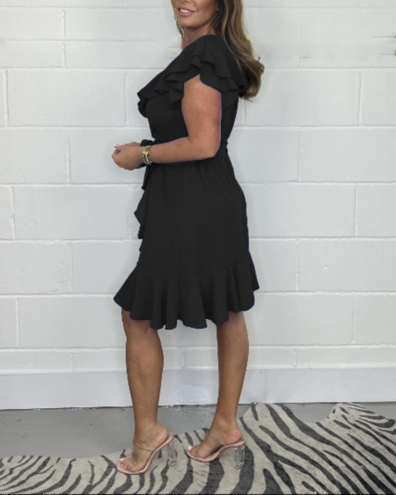Darcy | Elegantes V-Ausschnitt Rüschenkleid
