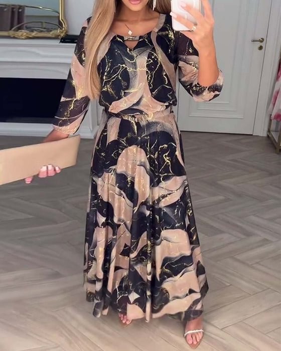 Erika | Elegantes Kleid mit Print und Dreiviertelärmeln