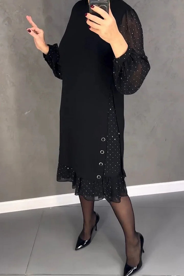 Nikka | Damen Kleid mit Rundhalsausschnitt und fester Farbe