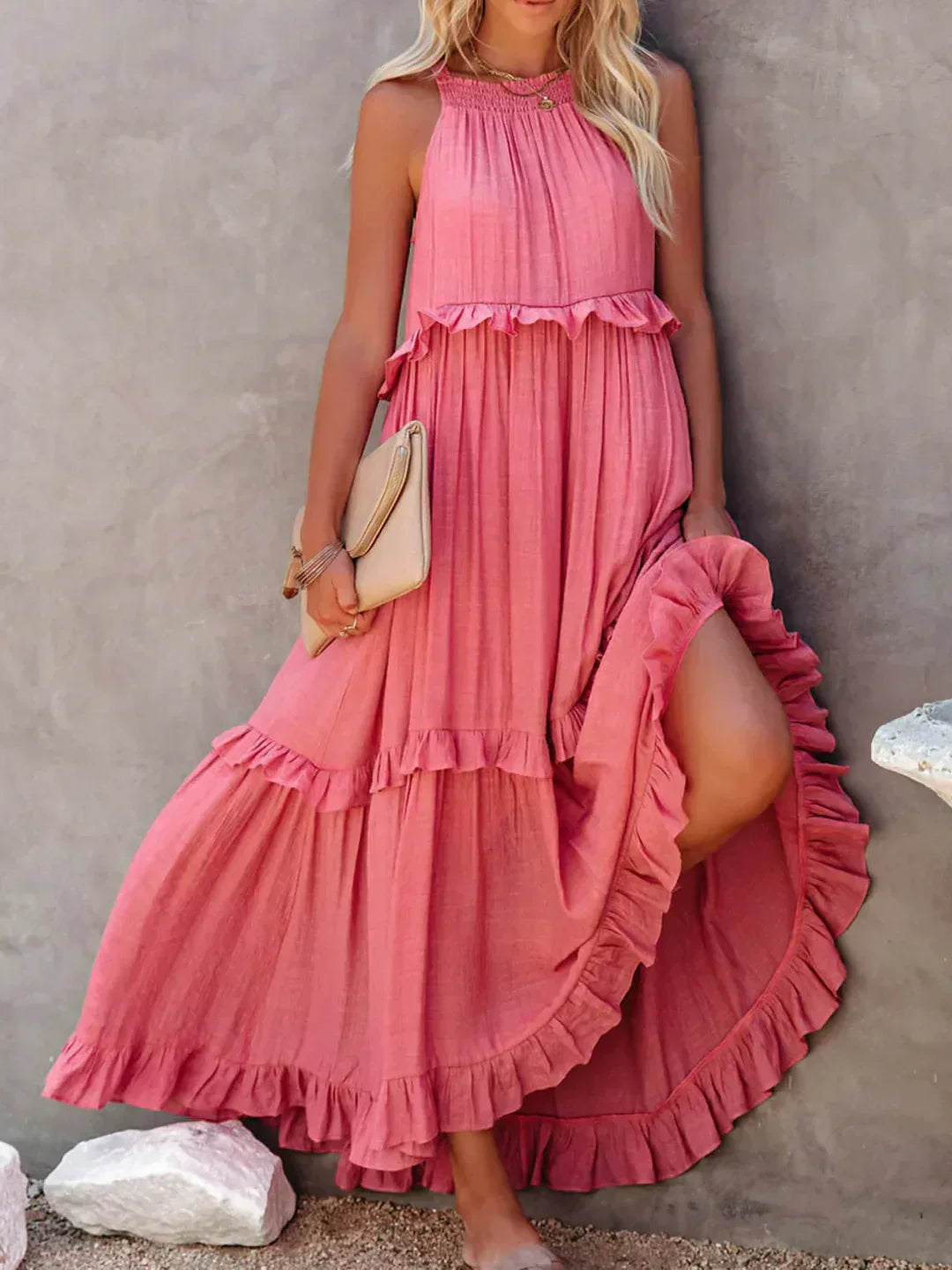 Valery | Halter Ruffle Maxi Kleid