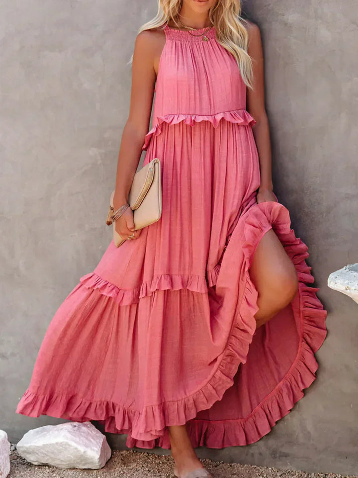 Valery | Halter Ruffle Maxi Kleid