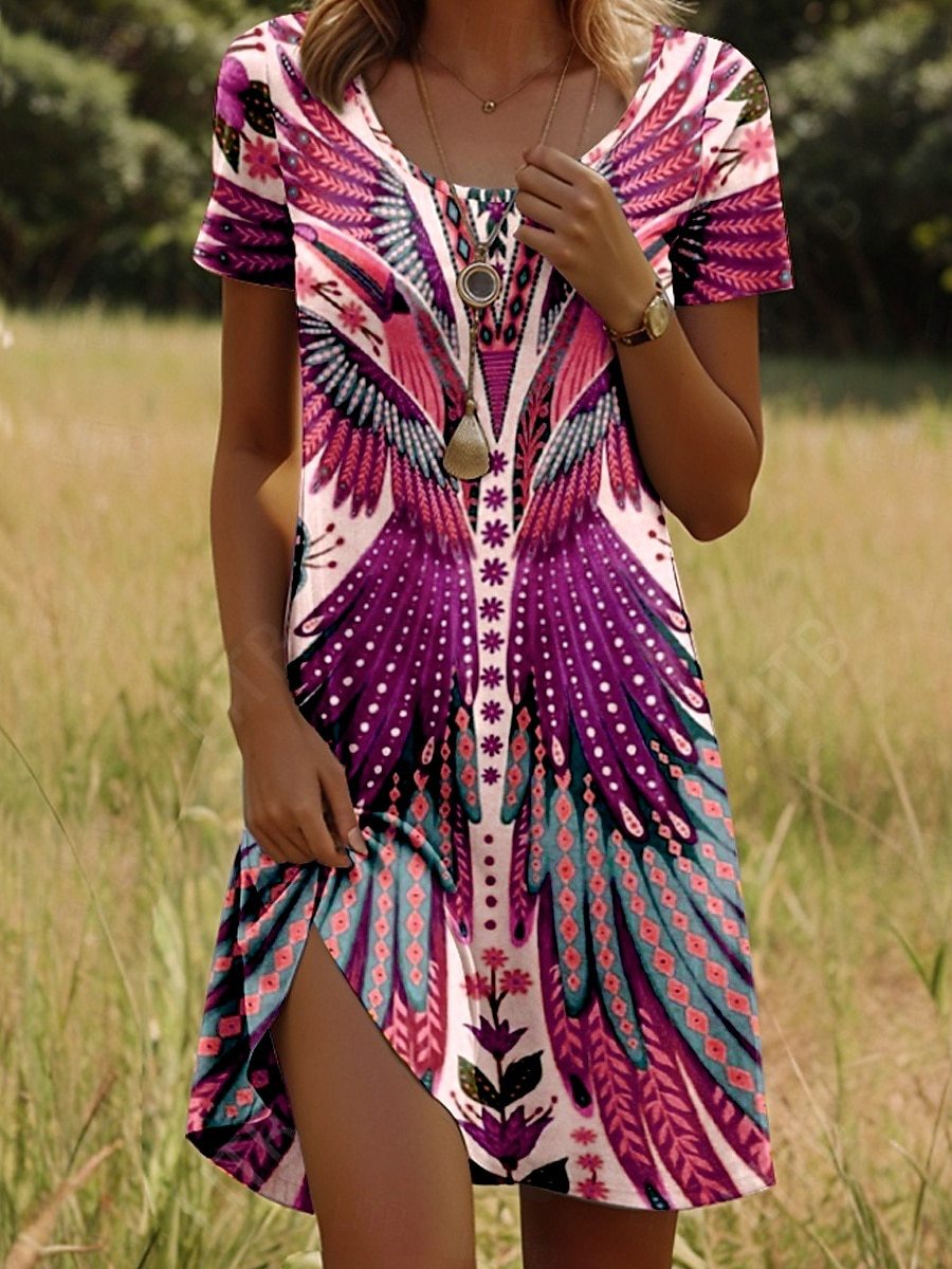 Bebena | Trendiges Ethnisch Bedrucktes Sommerkleid