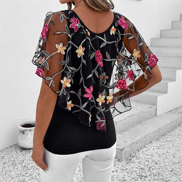 Divine | Elegantes Druck-Mesh- und Spitzenoberteil