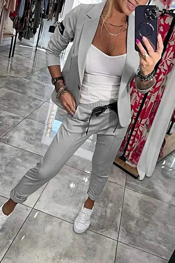 Lena | Moderner Lässiger Chic Blazer-und-Hosen-Set