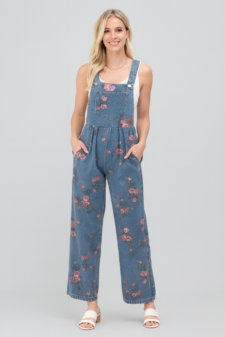 Aurea | Vintage Jumpsuit mit Blumenmuster und weitem Bein