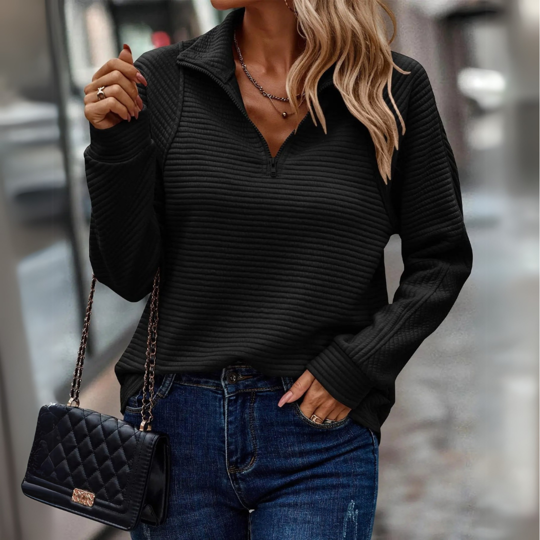 Elena | Modischer Lässiger Halb-Zip-Pullover
