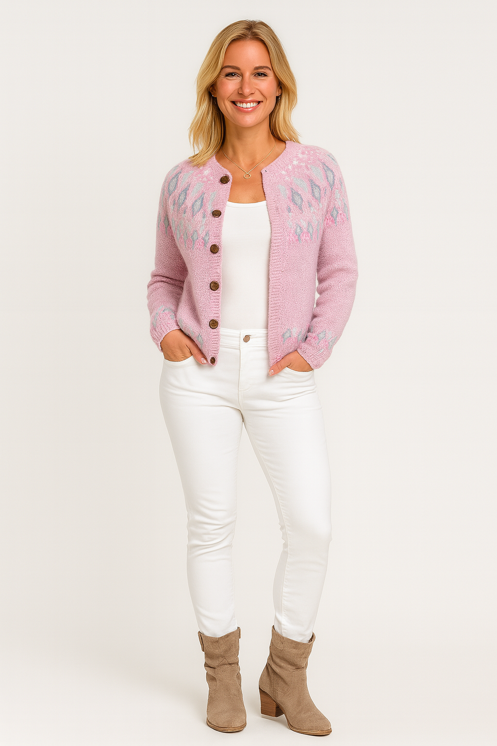 Elva | Locker gestrickte Strickjacke mit Musterdesign
