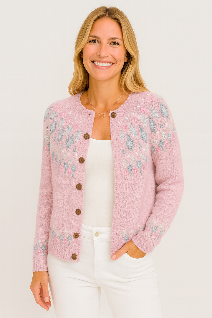Elva | Locker gestrickte Strickjacke mit Musterdesign