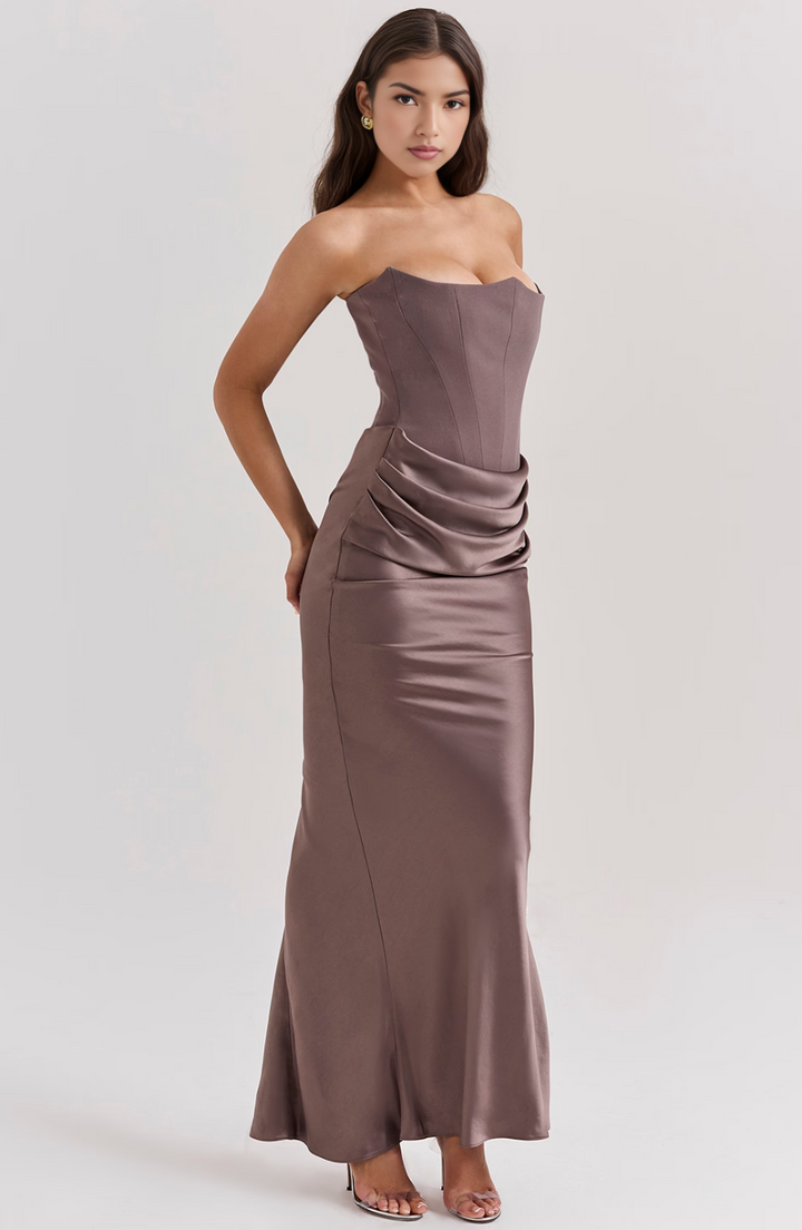 Kalea | Elegantes Retro-Einfarbiges Trägerloses Partykleid