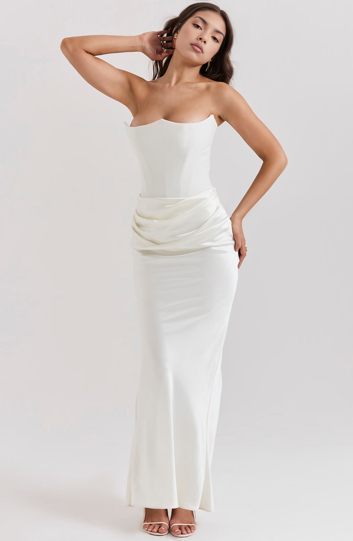 Kalea | Elegantes Retro-Einfarbiges Trägerloses Partykleid