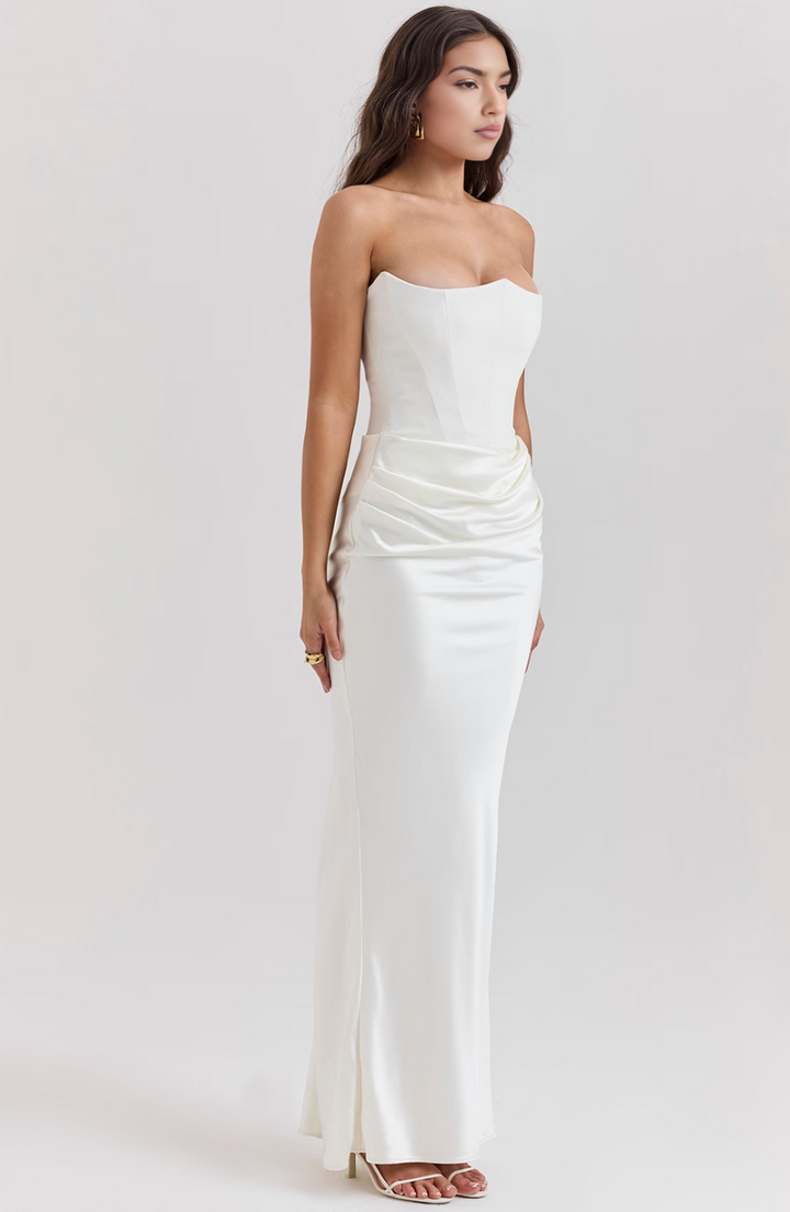 Kalea | Elegantes Retro-Einfarbiges Trägerloses Partykleid
