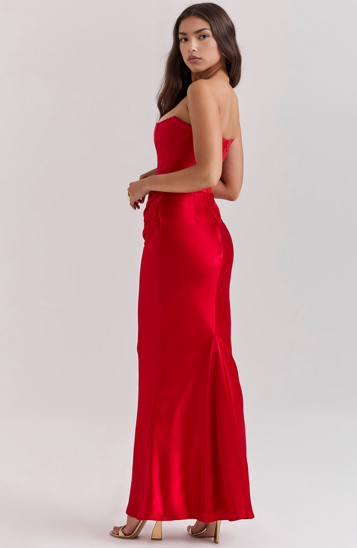 Kalea | Elegantes Retro-Einfarbiges Trägerloses Partykleid