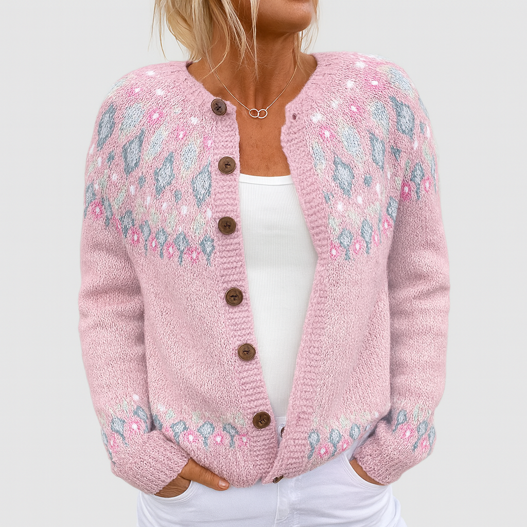 Elva | Locker gestrickte Strickjacke mit Musterdesign