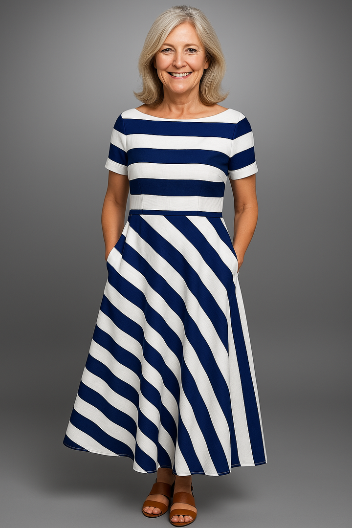 Caitronia | Langgestreiftes Kleid, Handgemacht