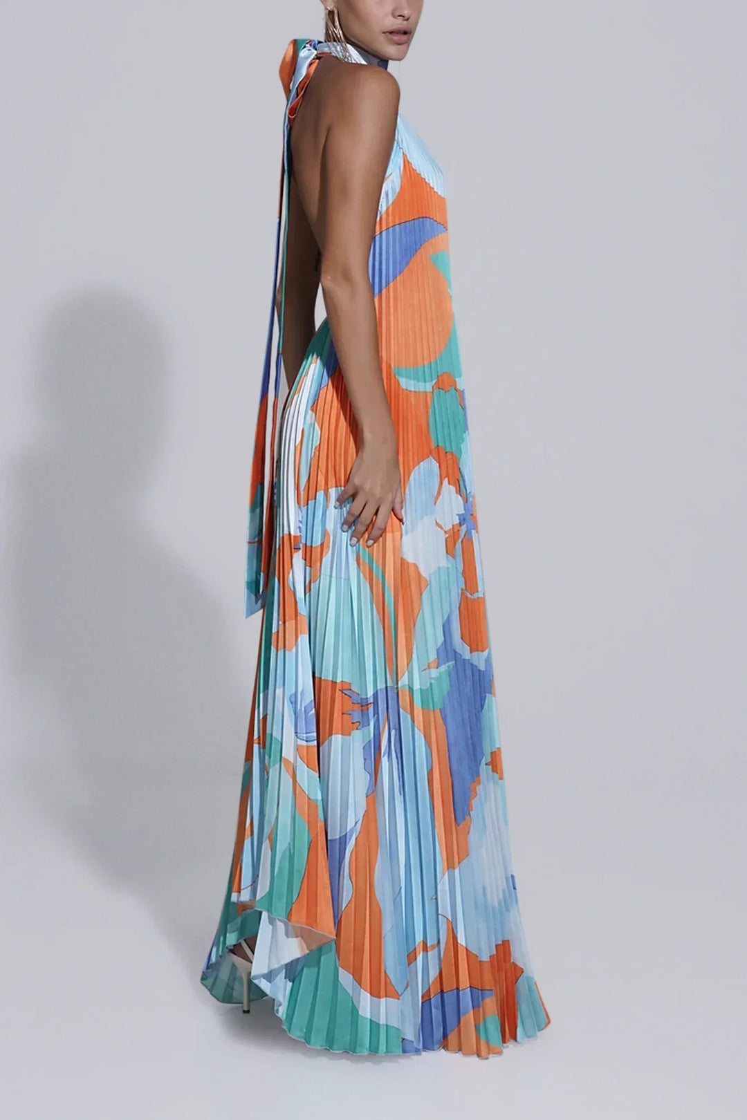 Isa | Elegantes Halter Plissiertes Maxikleid