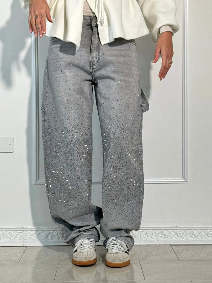 Violet | Hochtaillierte Hose mit weiten Beinen und Knopftaschen