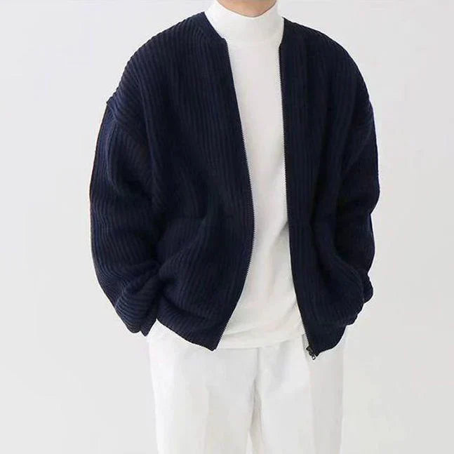 Matthias | Fein gestrickter Herrenpullover mit Reißverschluss