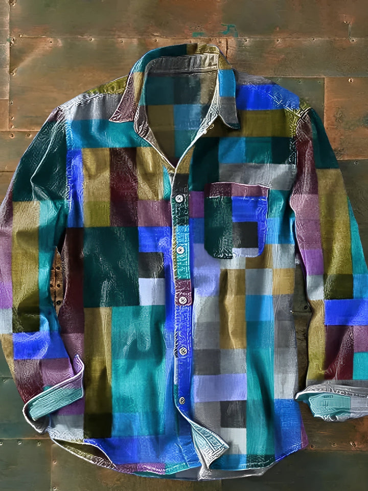 Luke | Buntes Langarmhemd mit Taschen
