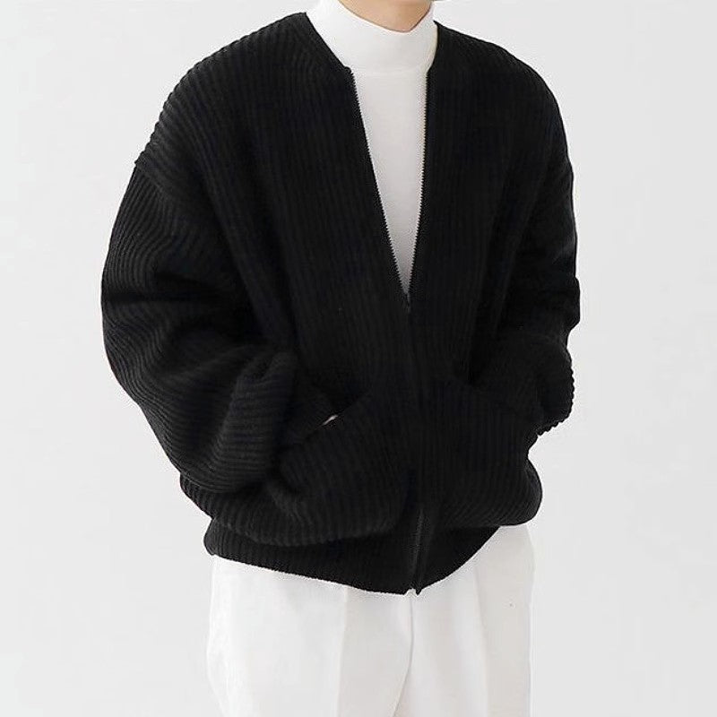 Matthias | Fein gestrickter Herrenpullover mit Reißverschluss