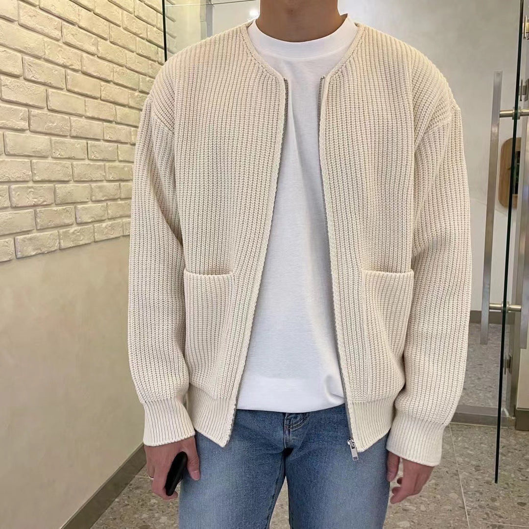 Matthias | Fein gestrickter Herrenpullover mit Reißverschluss