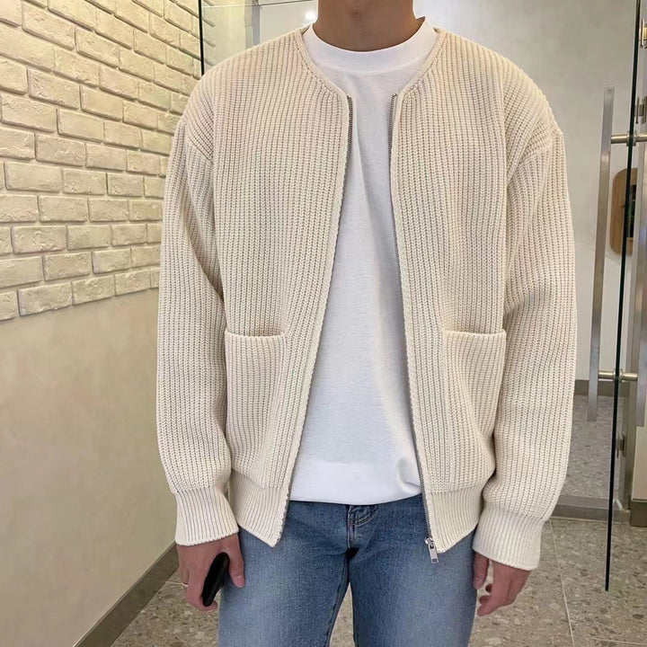 Matthias | Fein gestrickter Herrenpullover mit Reißverschluss