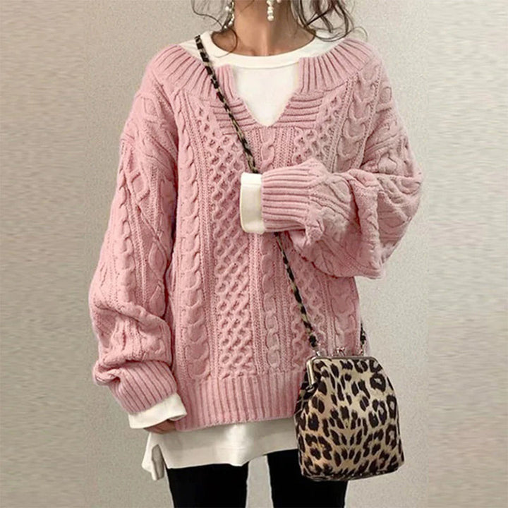 Überdimensionierter Strickpullover mit Zopfmuster