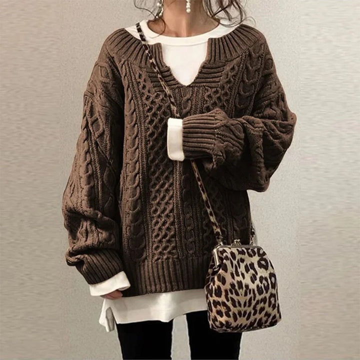 Überdimensionierter Strickpullover mit Zopfmuster