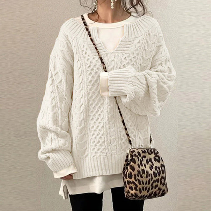 Überdimensionierter Strickpullover mit Zopfmuster