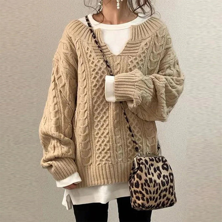 Überdimensionierter Strickpullover mit Zopfmuster