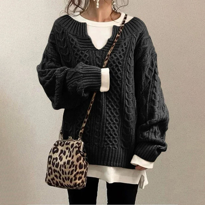 Überdimensionierter Strickpullover mit Zopfmuster