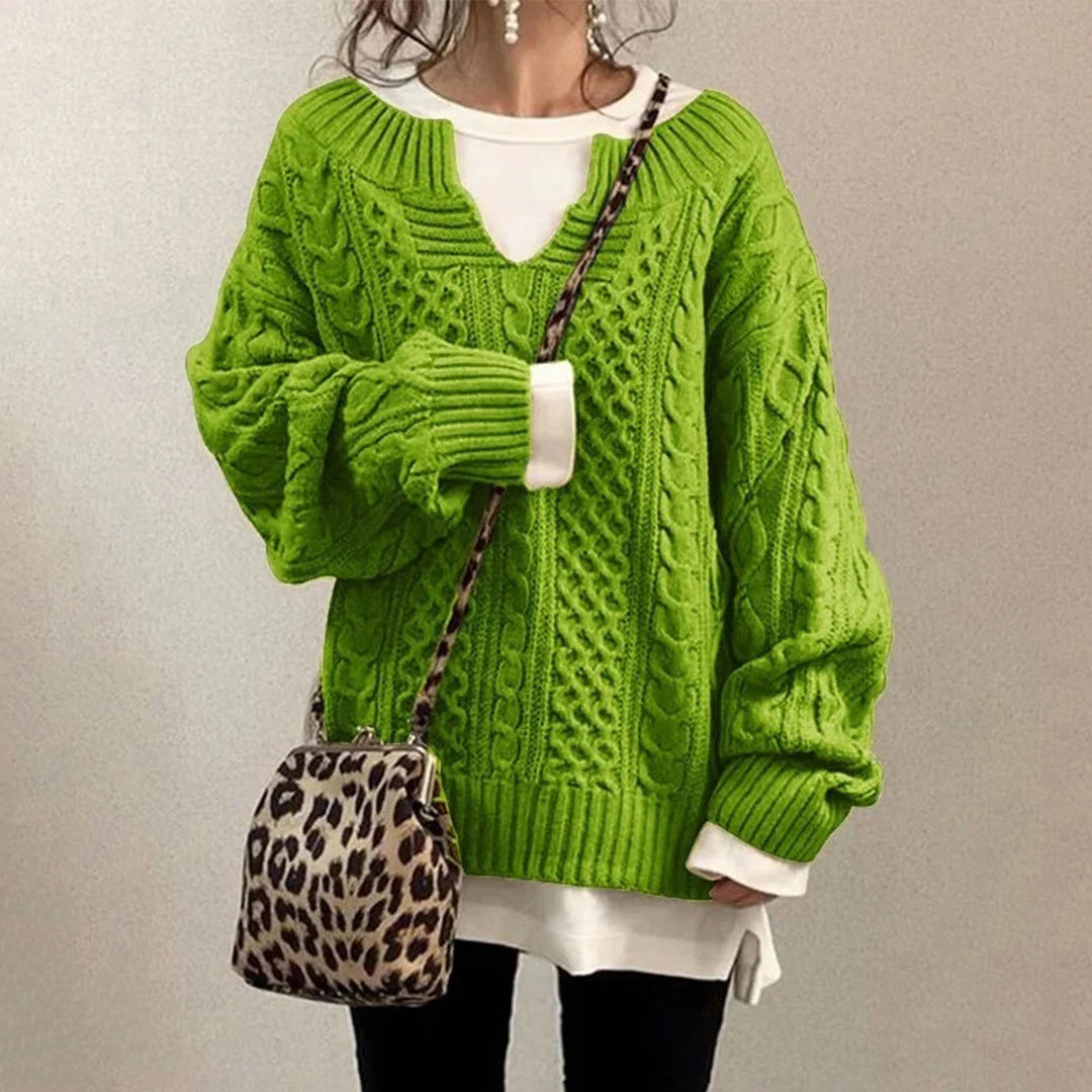 Überdimensionierter Strickpullover mit Zopfmuster