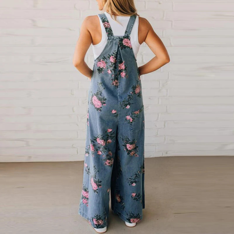 Aurea | Vintage Jumpsuit mit Blumenmuster und weitem Bein