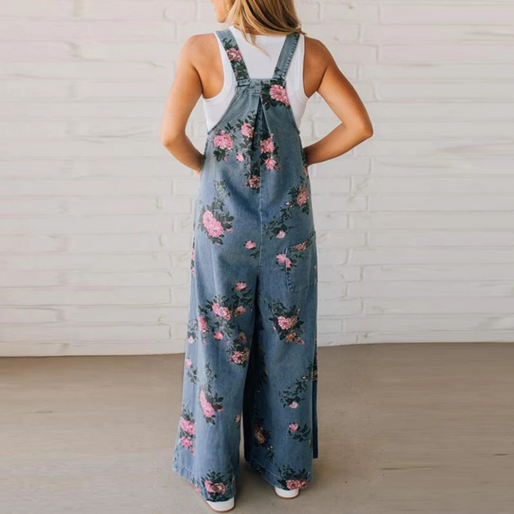 Aurea | Vintage Jumpsuit mit Blumenmuster und weitem Bein