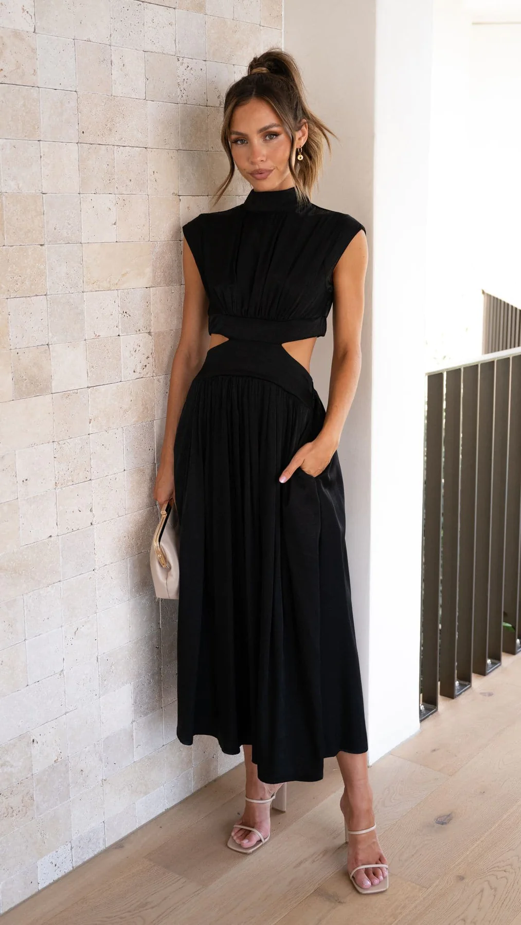 Zalma | Midi-Kleid mit Cut-Out und Taschen