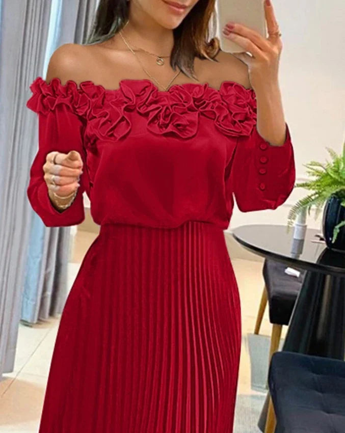 Cyrene | Atemhaftes Off-Shoulder Maxikleid