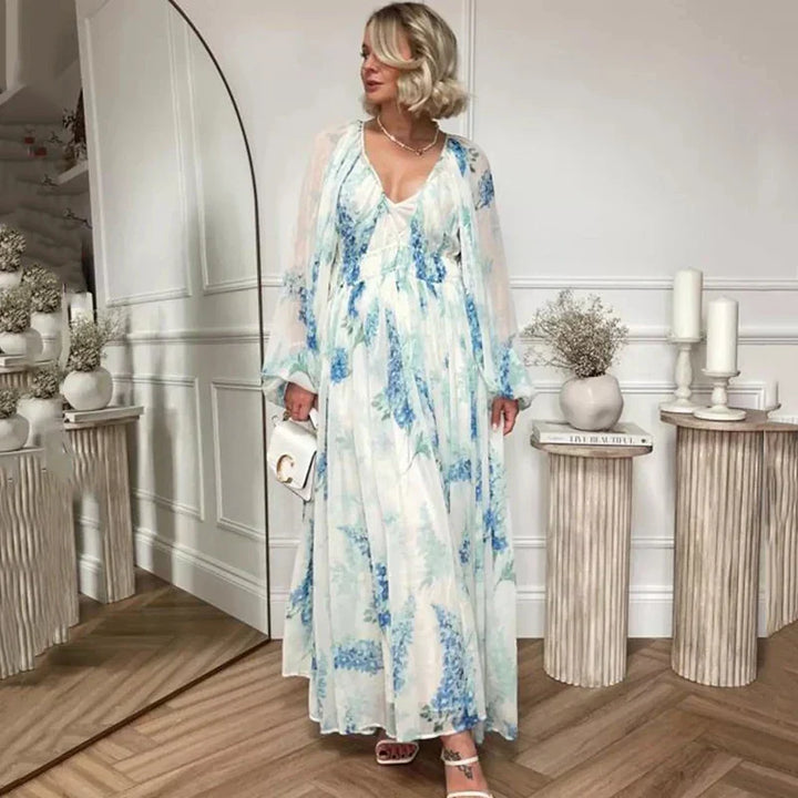 Aurora | Blaues Ozean Maxi Kleid