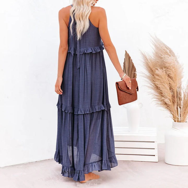 Valery | Halter Ruffle Maxi Kleid