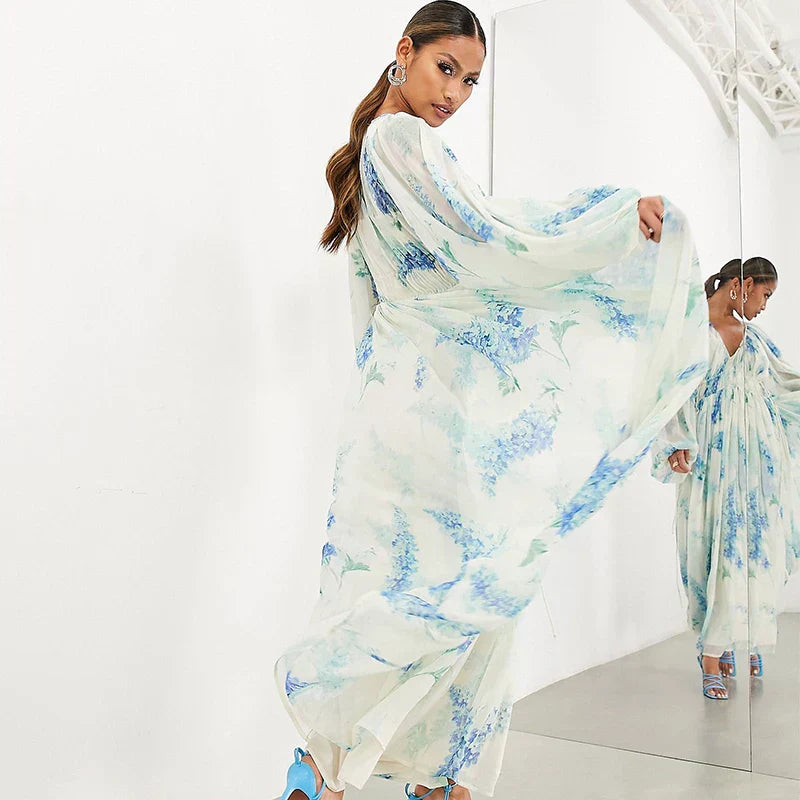 Aurora | Blaues Ozean Maxi Kleid