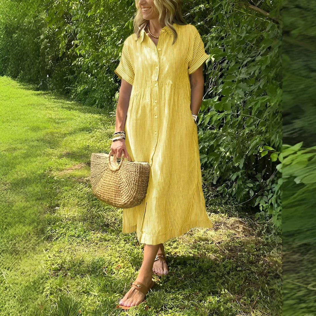 Astra | Locker geschnittenes gestreiftes Hemdkleid mit Seitentaschen