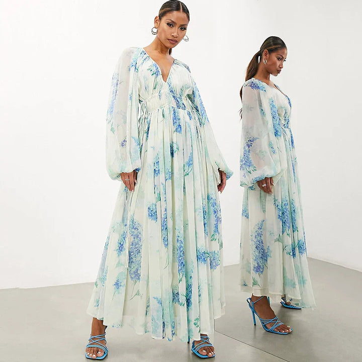 Aurora | Blaues Ozean Maxi Kleid