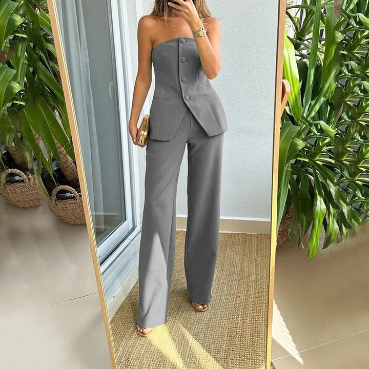 Kaeli | Strapless Zweiteiliges Set mit Knöpfen